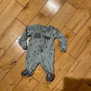 One piece Little Brother footie onesie Dino trees